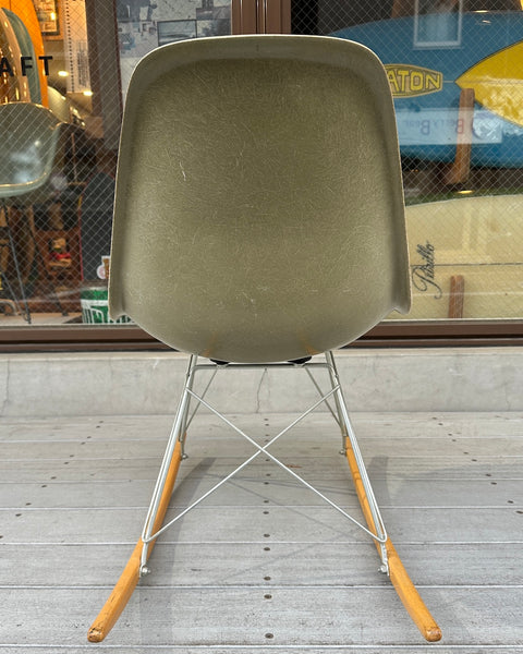 Vintage Herman Miller, "Eames Side Shell Chair" (raw amber) w / Rocker Base