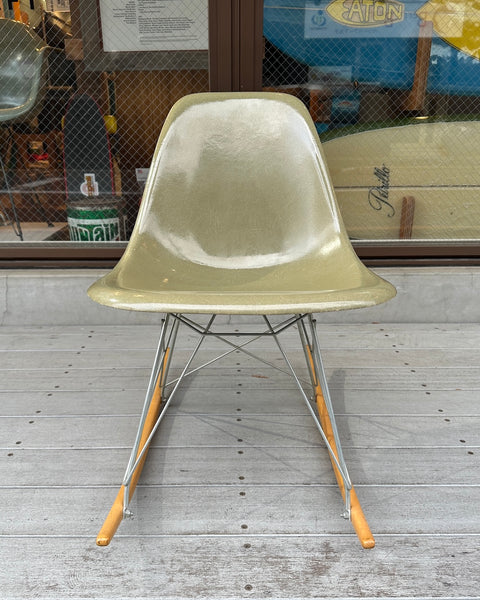 Vintage Herman Miller, "Eames Side Shell Chair" (raw amber) w / Rocker Base