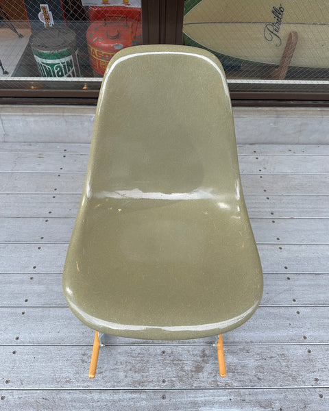 Vintage Herman Miller, "Eames Side Shell Chair" (raw amber) w / Rocker Base